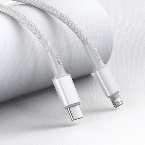 USB кабель Baseus High Density Braided, USB тип-C, Lightning, 200 см, 20 Вт, белый, #CATLGD-A02 Превью 2