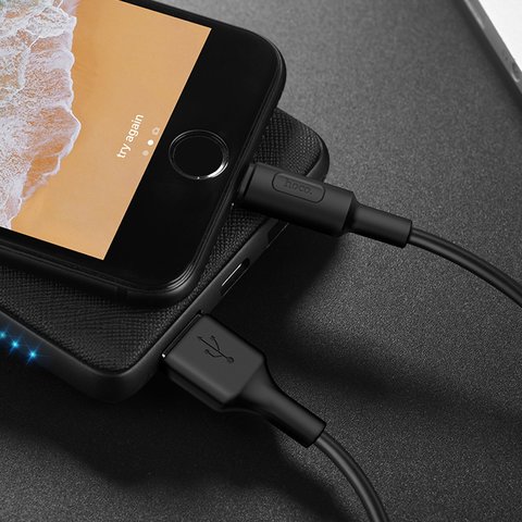 USB кабель Hoco X25, USB тип-A, Lightning, 100 см, 2 A, черный, #6957531080107 Превью 1