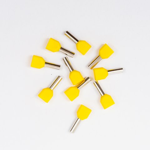 Наконечник TE4012, для 2х проводів, трубчастий, ізольований, жовтий, 10 шт., 4 мм², 12 мм Прев'ю 1