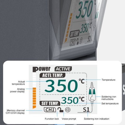 Паяльна станція Sunshine S1, цифрова, 80 Вт, з ручкою у вигляді пінцета Прев'ю 4