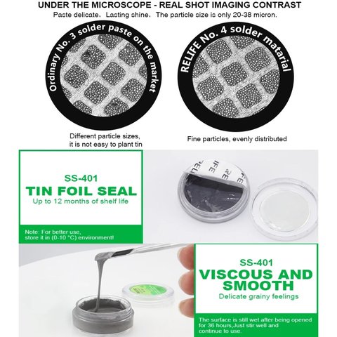 BGA паста RELIFE RL-401, Sn 63%, Pb 37%, 183 °C, 30 г Прев'ю 3