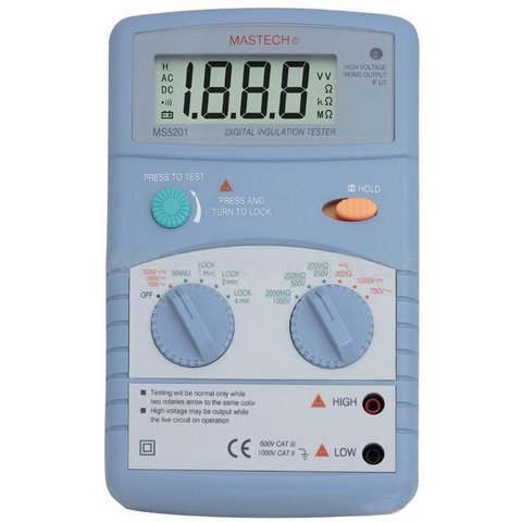 Цифровий вимірювач опору ізоляції  MASTECH MS5201 Прев'ю 1